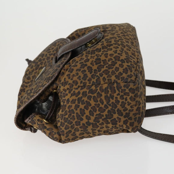 BOTTEGA VENETA Backpack Nylon Brown Gold Auth yk20025