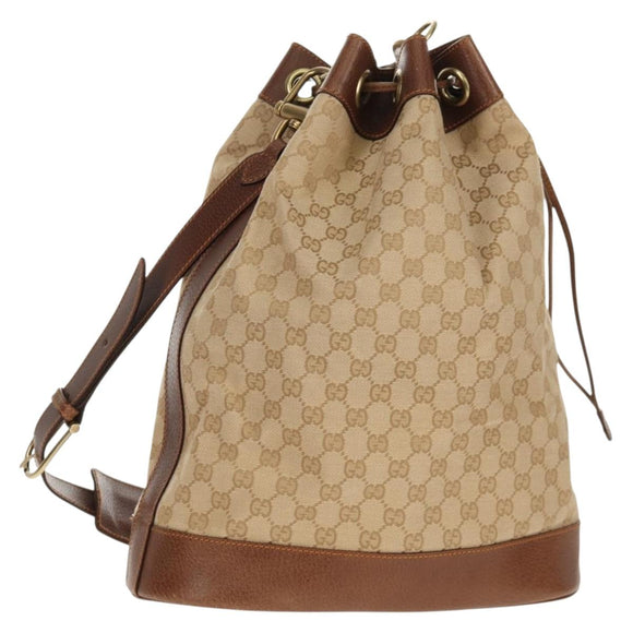 GUCCI GG Canvas Shoulder Bag Beige Gold Auth yk20026