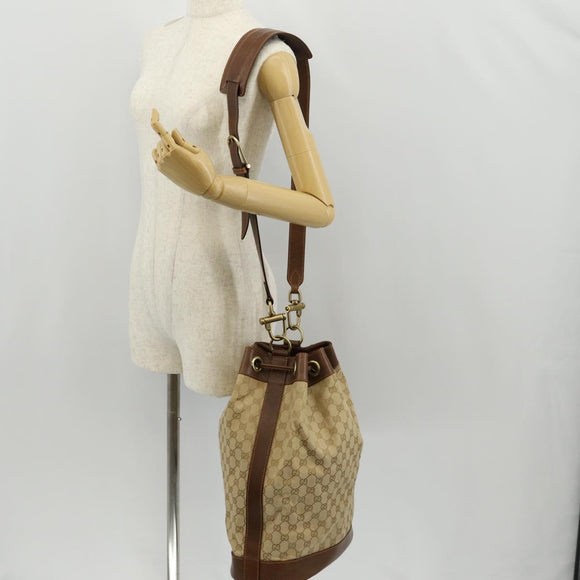 GUCCI GG Canvas Shoulder Bag Beige Gold Auth yk20026