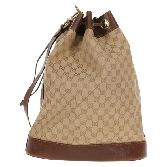 GUCCI GG Canvas Shoulder Bag Beige Gold Auth yk20026