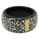 Christian Dior Leopard Pattern Bracelet plastic Black Gold Auth yk20027-1