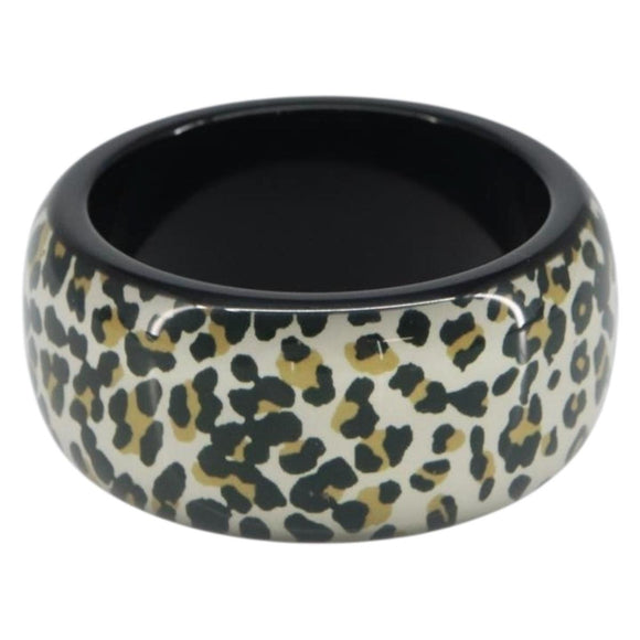 Christian Dior Leopard Pattern Bracelet plastic Black Gold Auth yk20027