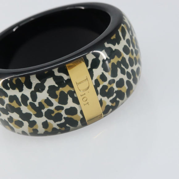 Christian Dior Leopard Pattern Bracelet plastic Black Gold Auth yk20027