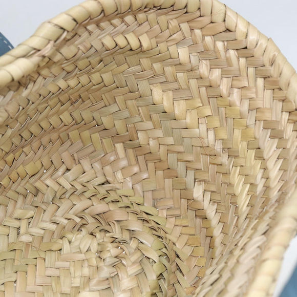 Chloe Bucket Bag Marcie Hand Bag Straw Blue Beige Auth yk20030