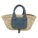 Chloe Bucket Bag Marcie Hand Bag Straw Blue Beige Auth yk20030-2
