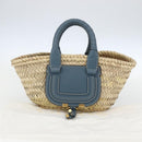 Chloe Bucket Bag Marcie Hand Bag Straw Blue Beige Auth yk20030-22