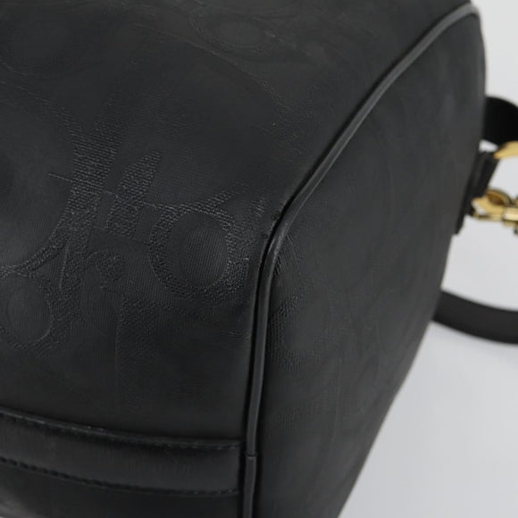Christian Dior Trotter Canvas Boston Bag PVC 2way Black Gold Auth yk20032
