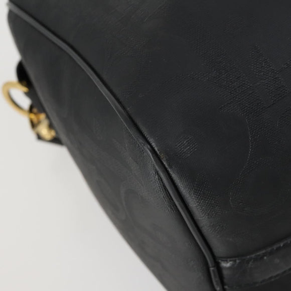 Christian Dior Trotter Canvas Boston Bag PVC 2way Black Gold Auth yk20032