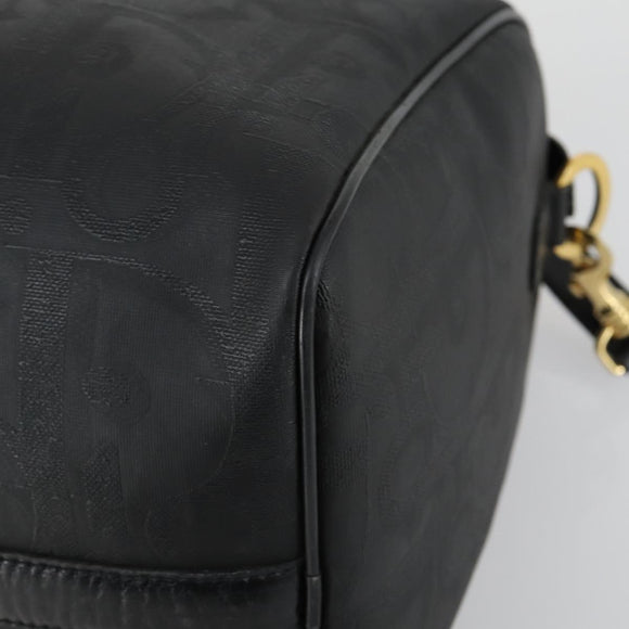 Christian Dior Trotter Canvas Boston Bag PVC 2way Black Gold Auth yk20032