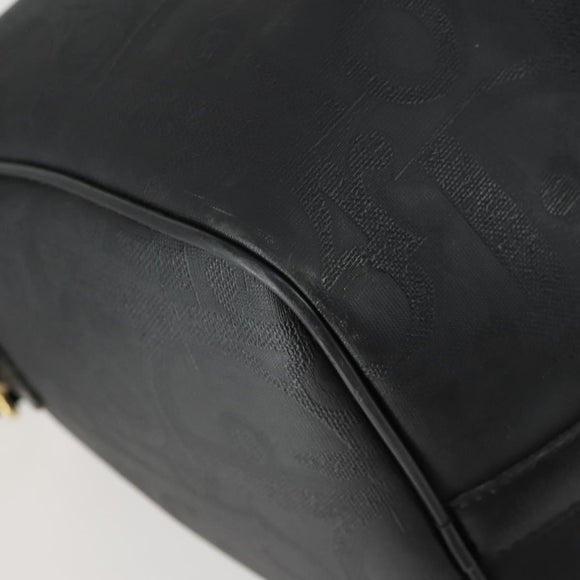 Christian Dior Trotter Canvas Boston Bag PVC 2way Black Gold Auth yk20032