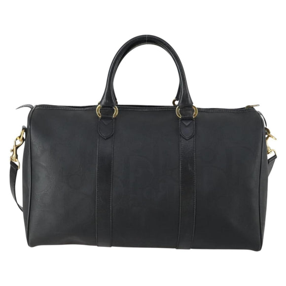 Christian Dior Trotter Canvas Boston Bag PVC 2way Black Gold Auth yk20032