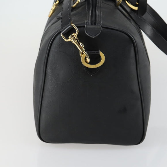 Christian Dior Trotter Canvas Boston Bag PVC 2way Black Gold Auth yk20032