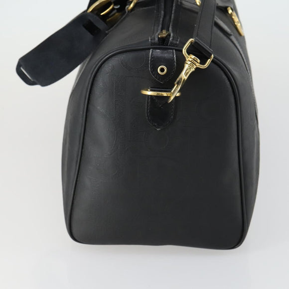 Christian Dior Trotter Canvas Boston Bag PVC 2way Black Gold Auth yk20032