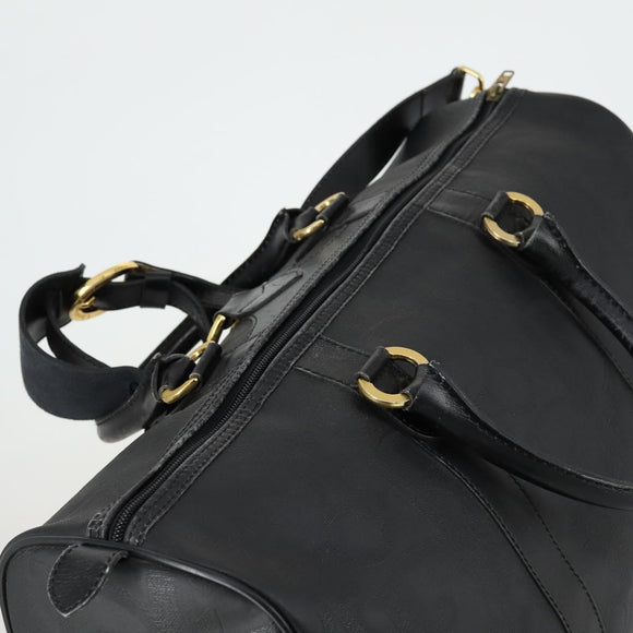 Christian Dior Trotter Canvas Boston Bag PVC 2way Black Gold Auth yk20032