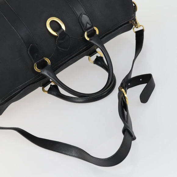 Christian Dior Trotter Canvas Boston Bag PVC 2way Black Gold Auth yk20032