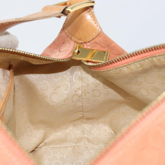 CELINE C Macadam Canvas Shoulder Bag Suede Orange Gold Auth yk20033