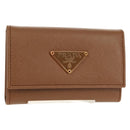 PRADA Key Case Safiano leather Brown Auth yk20038V-1