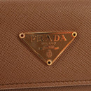 PRADA Key Case Safiano leather Brown Auth yk20038V-17