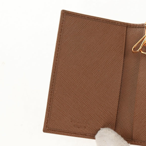 PRADA Key Case Safiano leather Brown Auth yk20038V