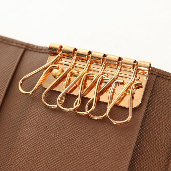 PRADA Key Case Safiano leather Brown Auth yk20038V