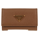 PRADA Key Case Safiano leather Brown Auth yk20038V-13