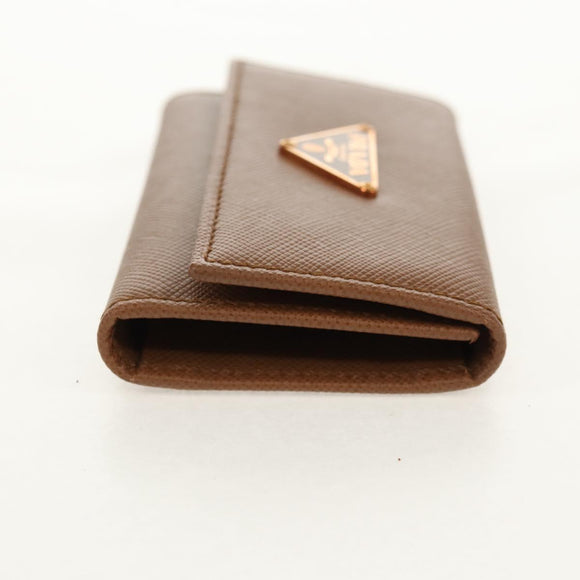 PRADA Key Case Safiano leather Brown Auth yk20038V
