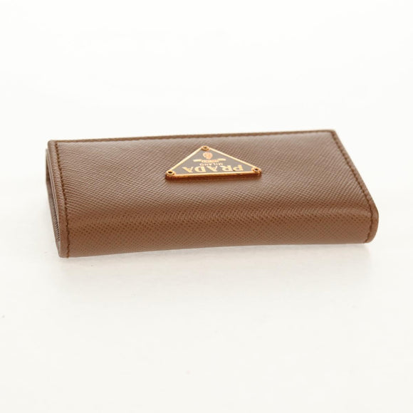 PRADA Key Case Safiano leather Brown Auth yk20038V