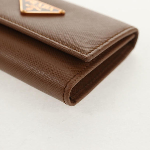 PRADA Key Case Safiano leather Brown Auth yk20038V