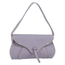 CELINE Studs Shoulder Bag Leather Purple Gold Auth yk20039-1