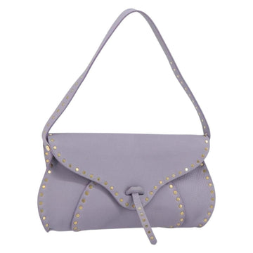 CELINE Studs Shoulder Bag Leather Purple Gold Auth yk20039