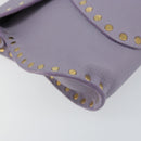 CELINE Studs Shoulder Bag Leather Purple Gold Auth yk20039-14