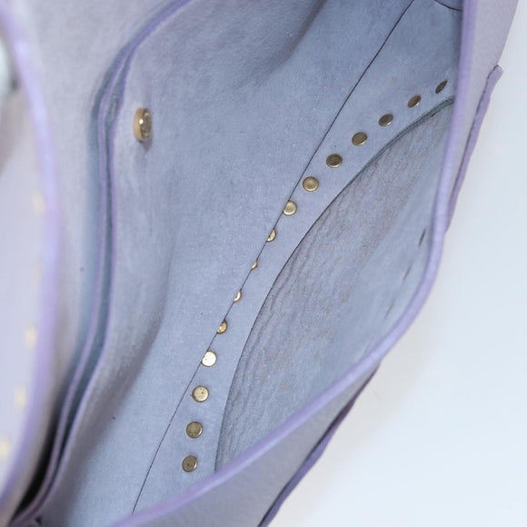 CELINE Studs Shoulder Bag Leather Purple Gold Auth yk20039