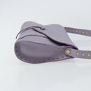 CELINE Studs Shoulder Bag Leather Purple Gold Auth yk20039-3