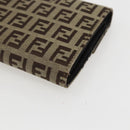 FENDI Zucchino Canvas Compact Wallet Beige Brown Auth yk20041V-10