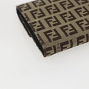 FENDI Zucchino Canvas Compact Wallet Beige Brown Auth yk20041V-11