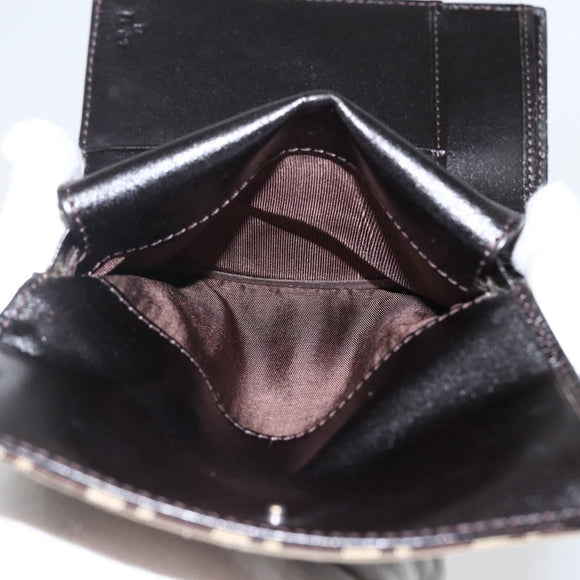 FENDI Zucchino Canvas Compact Wallet Beige Brown Auth yk20041V