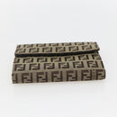 FENDI Zucchino Canvas Compact Wallet Beige Brown Auth yk20041V-7