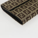 FENDI Zucchino Canvas Compact Wallet Beige Brown Auth yk20041V-9