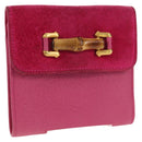 GUCCI Bamboo Wallet Suede Pink Gold 035 0959 1861 0 Auth yk20042V-1