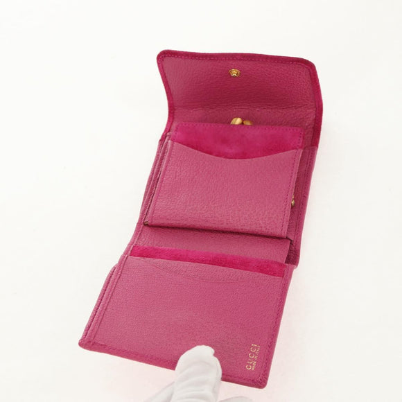 GUCCI Bamboo Wallet Suede Pink Gold 035 0959 1861 0 Auth yk20042V