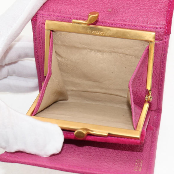 GUCCI Bamboo Wallet Suede Pink Gold 035 0959 1861 0 Auth yk20042V