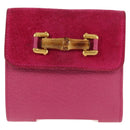 GUCCI Bamboo Wallet Suede Pink Gold 035 0959 1861 0 Auth yk20042V-13