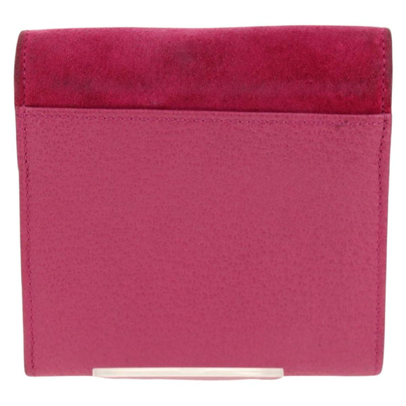 GUCCI Bamboo Wallet Suede Pink Gold 035 0959 1861 0 Auth yk20042V