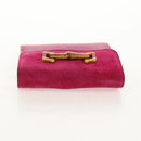 GUCCI Bamboo Wallet Suede Pink Gold 035 0959 1861 0 Auth yk20042V-5