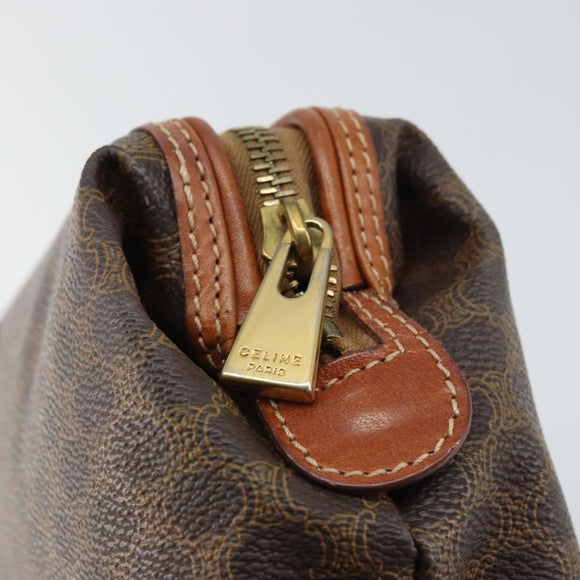 CELINE Macadam Canvas Pouch PVC Leather Brown Gold Auth yk20043