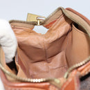 CELINE Macadam Canvas Pouch PVC Leather Brown Gold Auth yk20043-16