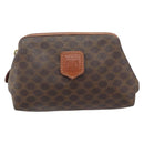 CELINE Macadam Canvas Pouch PVC Leather Brown Gold Auth yk20043-2
