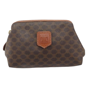 CELINE Macadam Canvas Pouch PVC Leather Brown Gold Auth yk20043 - 0