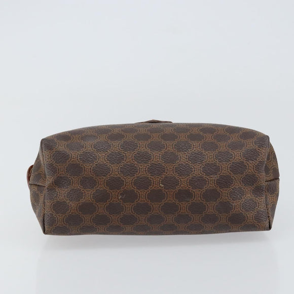 CELINE Macadam Canvas Pouch PVC Leather Brown Gold Auth yk20043