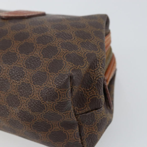 CELINE Macadam Canvas Pouch PVC Leather Brown Gold Auth yk20043